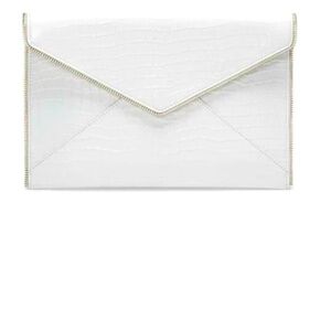 NWT LEO CLUTCH OPTIC WHITE REBECCA MINKOFF WITH DUST BAG